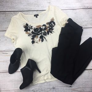 Talbots Petite Blouse- Ivory Black String- Xlarge